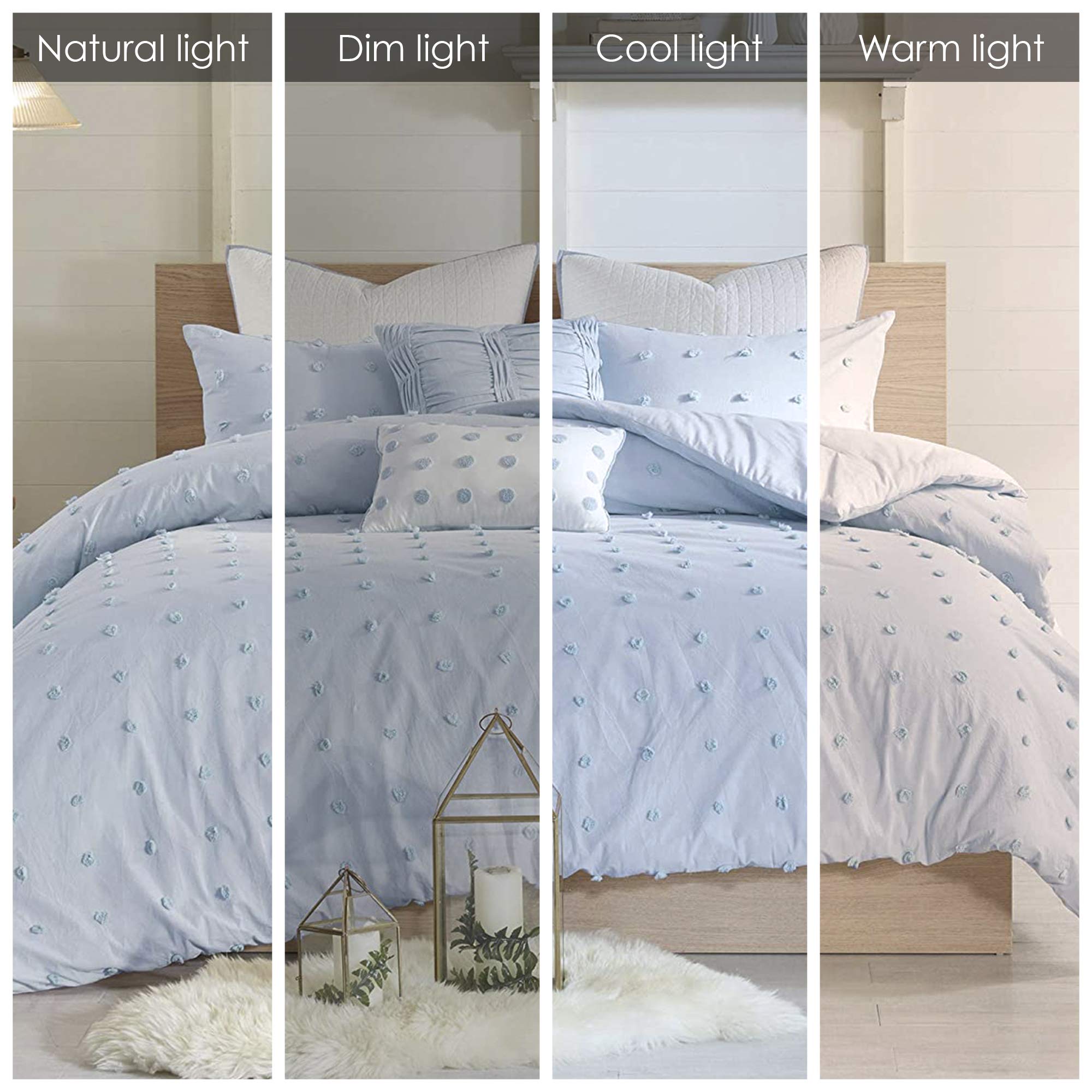 Urban Habitat Cotton Comforter Set - Jacquard Tufts Pompom Design All Season Bedding, Matching Shams, Decorative Pillows, King/C