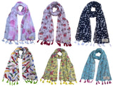 Fusfus WomenS Printed Chiffon Scarves And Stoles, Free Size(Multicolour, Fs1521) Pack Of 6 (Multicolor2)