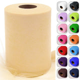 Soft Beige Tulle Fabric Roll 6 Inch by 100 Yards (300 feet) Sheer Netting Spool for Tutu Skirt Gift Wrapping Wedding Baby Shower