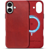 SHIELDON Genuine Leather Case for iPhone 16 Plus 6.7, Slim Wireless Charging Magnetic Non-Slip Anti-Scratch Shock-Absorbent Cove