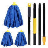 KLEEN HANDLER 3 Piece Microfiber Cloth Mop Heads with 61inch Extendable Handle