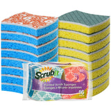 SCRUBIT NonScratch Cellulose Scrub Sponge Soft and Easy Grip Kitchen Sponges for Cleaning 16Pack Dual Sided Scrubby Spon