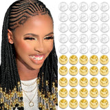 VENOFEN 50PCS Hair Beads Clear Large Beads Loc Jewelry Dreadlock Accessories Hair Decoration for Women Jewelry Making Kit (Gold&