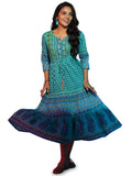 Libas Women'S Cotton Fit And Flare Midi Dress (58169_Green