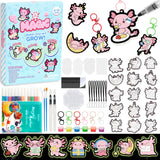 Bafeil 74PCS Magic 3D Puffy Paint Art Kit - Axolotl Design Mess-Free DIY Puffs Painting Set with Foam Explosion Art Craft Papers
