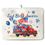 4th of July Drying Mat for Kitchen Counter 18 x 24 Inch US Independence Day Patriotic Truck Dish Drying Mat Polyester American F