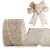 JaoZuyard Burlap Ribbon 1-1/2 inch X 10 Yard Natural Linen Woven Ribbon DIY Handmade Edging Production Wreath Holiday Decoration