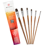 Professional Filbert Paint Brushes for Oil & Acrylic - 6pc Acrylic Paint Brush Set 2, 4, 6, 8, 10, & 12 with Durable Badger/Synt