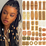 40pcs Plastic Hair Beads for Braids, 20 Styles African Hair Dreadlock Beads Assorted Textures Loc Hair Jewelry Boho Plastic Faux