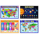 Outus Fully Laminated Preschool Educational Posters for Kids and Toddlers, Nursery Homeschool Pre-K Kindergarten (4 Pieces, Worl