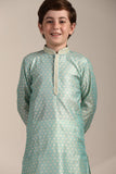 Manyavar Boys Green Art Silk Kurta Pyjama Set Aqua Green 13 Years-15 Years Cdes677-333-34/85Cm