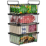 iSPECLE Freezer Organizer Bins - 4 Pack Stackable Deep Freezer Organizer Bins for 5 Cu.Ft Chest Freezer Easy Get Food from Botto