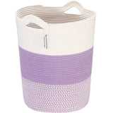 Sea Team Large Size Cotton Rope Woven Storage Basket with Handles, Laundry Hamper, Fabric Bucket, Drum, Clothes Toy Organizer fo
