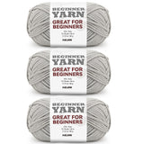 3x60g Grey Yarn for Crocheting and Knitting;3x66m (72yds) Cotton Yarn for Beginners with Easy-to-See Stitches;Worsted-Weight Med