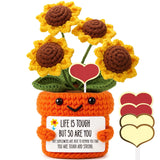Mini Inspirational Gifts for Women Handmade Crochet Sunflower for Encouragement & Mental Health Gift, Positive Affirmation, Get 