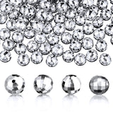 Poen 200 Pcs Disco Ball Beads Round Silver Reflective Mirrorball Charms Mini Disco Ball Bracelet Necklace Jewelry Earrings Makin