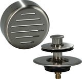 AB&A 60111 Tub Drain Trim Kit with Push eN Lift Stopper, Classic HighCapacity Overflow Plate, and Pressin Strainer Cover, Sati
