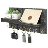 Rebee Vision Rustic Key Holder Wall Mount for Home Decor - Farmhouse Key Holder for Wall with Floating Shelf & 7 Sturdy Hooks - 