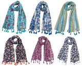 Fusfus WomenS Printed Chiffon Scarves And Stoles, Free Size(Multicolour, Fs1342) Pack Of 6 (Multicolor4)