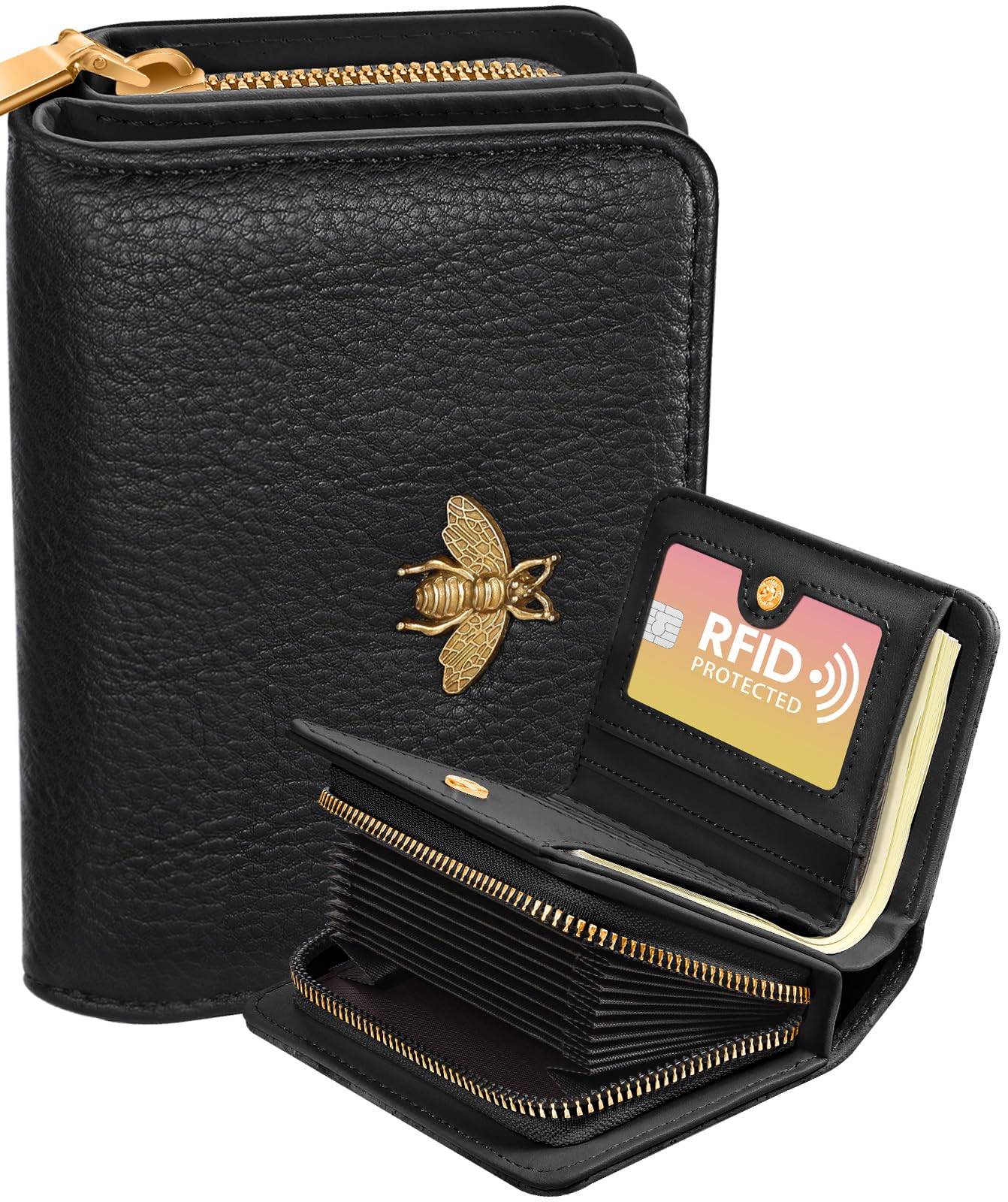 Bistup Credit Card Holder Wallet for Women Cute Leather Ladies Teen Girls Female Cardholder Wallets Accordion Purse Small Medium