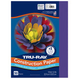 Tru-Ray Construction Paper, 50% Recycled, 9 x 12, Purple, Pack Of 50
