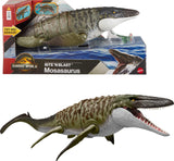 Mattel Jurassic World Rebirth Bite N Blast Mosasaurus Action Figure & Mini Dilophosaurus, Wide Jaw Dinosaur Toy, Movie-Accurate 