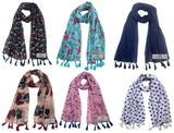 Fusfus WomenS Printed Chiffon Scarves And Stoles, Free Size(Multicolour, Fs1435) Pack Of 6 (Multicolor1)