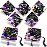 Feifeiya 14 Pcs Graduation Cap Topper Sticker Purple Religion Design Motivational Inspirational Cap Topper Decal Bible Grade Hat