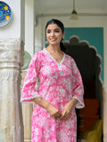 Anni Designer Women'S Rayon Blend Straight Printed Kurta With Pant (Sinamika Pink_Xxl_Pink_Xx-Large),Pink,2XL,,,