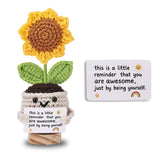 Fungi Fun Positive Sunflower Crochet Doll Cheer Up Gift - Tiny Desk Buddy Toy for Women, Coworker, Teacher, Nurse, Mom, Boss, Th