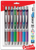 Pentel EnerGel RTX Retractable Liquid Gel Pen, (0.7mm) Metal Tip, Medium Line,Assorted Ink, 8Pk (BL77BP8M1)