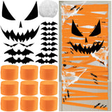 SATINIOR 23pcs Halloween Mummy Door Cover Decorations with Pumpkin Face 3D Bat Stickers Orange Crepe Paper Streamers Halloween P