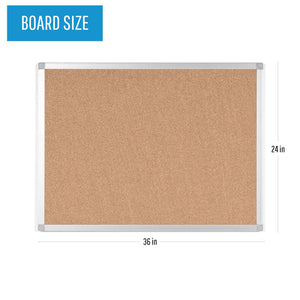 Ayda Cork Bulletin Board, 24 X 36, Aluminum Frame