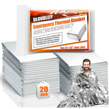 DLOUBLEIY Emergency Thermal Blanket 20-Pack - Reusable Mylar Space Blanket for Camping, Car Survival Kit, Waterproof Outdoor Gea