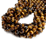 48Pcs Tiger Eye Yellow 8mm Beads Natural Stone Round Gemstone Genuine Real Stone for DIY Bracelet Jewelry String Making