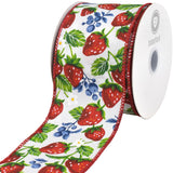 Homeford Spring Strawberries Blueberries Wired Ribbon, 2-1/2-inch, Red/White/Blue, 10-Yard