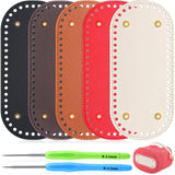 SilTriangle 5 Pcs Purse Bottoms for Crochet Bags with 2 Pcs Hook, Crochet Purse Kit Basket Base Leather Bag Bottoms for DIY Bags