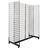Only Hangers Gridwall Panel Display Fixture with Gondola Base - Black Grid Gondola Unit with Casters