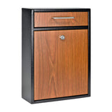 Mail Boss 7427 High Security Steel WallMounted Locking Mailbox, (Office Drop, Comment, Letter, Deposit Box), Black with Wood Gr
