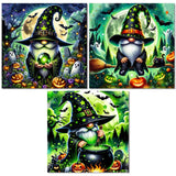 Meothan 3 Pack Halloween Diamond Art Kits for Adults, Gnomes Diamond Painting Kits for Adults, 5D DIY Round Full Drill Gem Art P