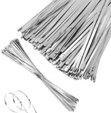 100 Pcs 20 Inch Metal Zip Ties Heavy Duty, Stainless Steel Cable Ties Metal Tie Wraps, 304 Stainless Steel Zip Ties with 200 Lbs