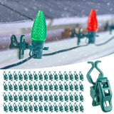 Minetom C7 C9 Christmas Light Clips Outdoor, 100 Count Universal Quick Christmas Light Spring Clips for Outside Roof Gutter Shin