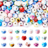 Elecrelive 100Pcs Ceramic Flower Beads Plum Blossom Sakura Sunflower Porcelain Beads 9-11mm Ceramic Spacer Charms for DIY Bracel