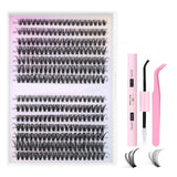 Generic Eyelash Extension Kit 280pcs Individual Eyelashes Kit Cluster Lashes Individual Cluster 9-16mm Lash Extension Kit with L