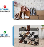 5-Tier Slide-n-Adjust Shoe Rack, Expandable Free-Standing Organizer, Silver & Black