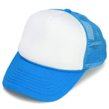DALIX Youth Trucker Hat Mesh Adjustable Cap Snapback in Neon Blue and White