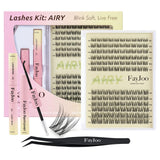 Natural Wispy Lash Clusters Kit, C Curl Soft Individual Lashes 8-16mm, DIY Eyelash Extensions with 0.05mm Thin Invisible Band, D
