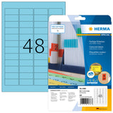HERMA Self Adhesive Removalbe Coloured Labels, 48 Labels Per A4 Sheet, 960 Labels for Printers, Blue, 45.7 x 21.2 mm (4368)