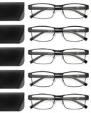 JOLISU 5PCS Reading Glasses Men - Blue Light Blocking Computer Metal Thin Frame Readers For Mens/Women (3.75)