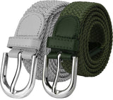 Veteran Stretchable Stylish Elastic Belt For WomenS Cotton Belt Combo Of 2Pec Green Grey Belt Free Size
